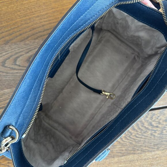 Michael Kors Selma Saffiano Leather Satchel Messenger Handbag Medium Navy Blue - Picture 4 of 8